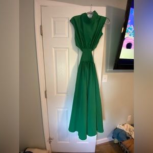 Kelly Green cut out midriff dress w/ pockets. V different; tons of compliments